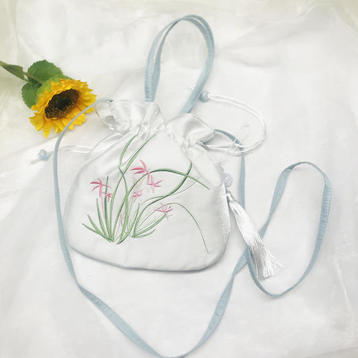 流苏刺绣包包，抽绳手提斜跨手机包YZQ-苏绣圆角手提抽绳包 商品图8