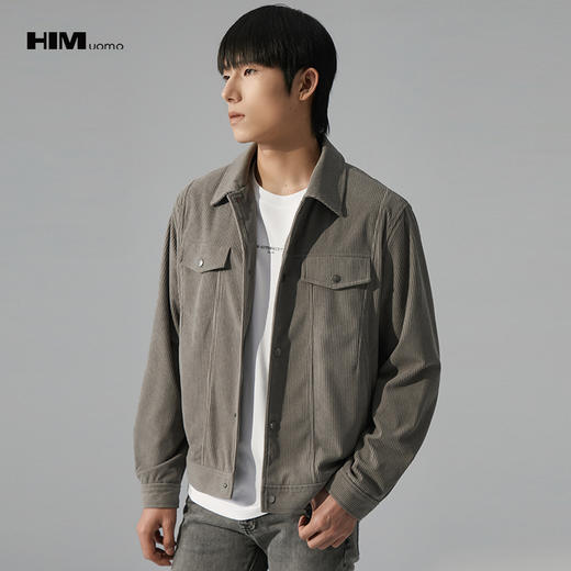 HIM漢崇  柔软灯芯绒翻领夹克男潮流高端复古休闲短款外套2025秋季 商品图0