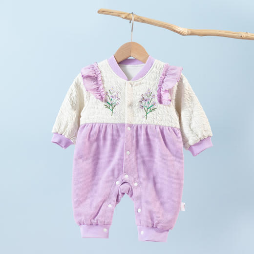 贝贝怡童装婴儿前开连体衣女宝宝满月服春秋撞色哈衣爬服ZB3CL001 商品图4