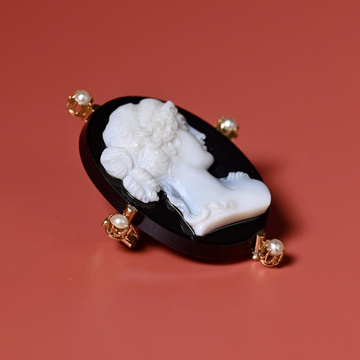 1900年代唐顿风欧洲古董Cameo美人肖像胸针 商品图4