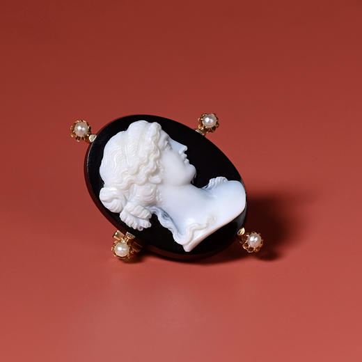 1900年代唐顿风欧洲古董Cameo美人肖像胸针 商品图2