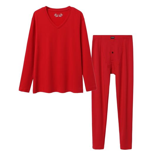 秋衣秋裤男士中厚款打底纯色V领舒适保暖内搭套装  NM30551 商品图2