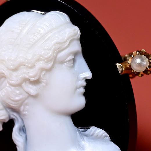 1900年代唐顿风欧洲古董Cameo美人肖像胸针 商品图1