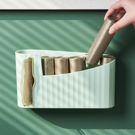 「两色可选！壁挂式」垃圾袋收纳整理厨房用品塑料袋收纳盒免打孔抽取式垃圾袋收纳盒 商品图2