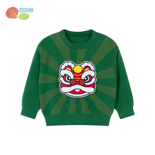 贝贝怡童装秋冬款男童圆领针织衫小狮子卡通套头毛衣宝宝拜年服233S3268 商品图8