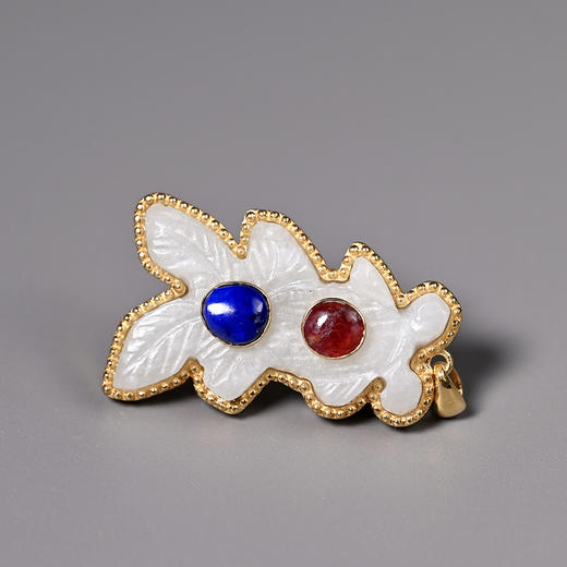 清代和田白玉+红蓝宝石“金玉满堂”项坠 商品图4