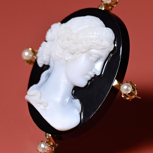 1900年代唐顿风欧洲古董Cameo美人肖像胸针 商品图5