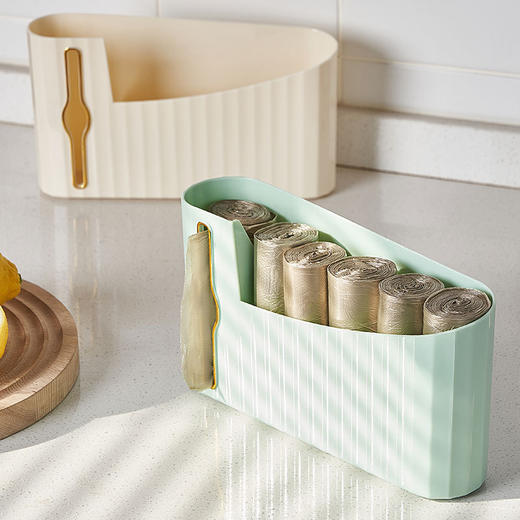 「两色可选！壁挂式」垃圾袋收纳整理厨房用品塑料袋收纳盒免打孔抽取式垃圾袋收纳盒 商品图1