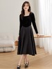 气质方领时尚优雅，收腰显瘦长袖连衣裙HR-QY23823 商品缩略图0