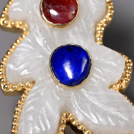 清代和田白玉+红蓝宝石“金玉满堂”项坠 商品图6