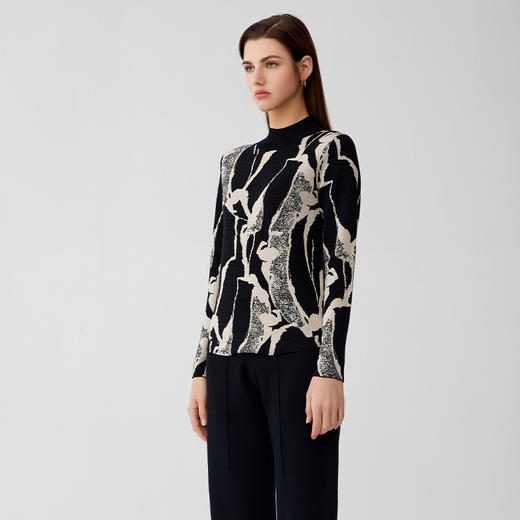 【纯羊毛半高领毛衣】23年秋冬女士新品100%羊毛花色内搭保暖毛衣 商品图1