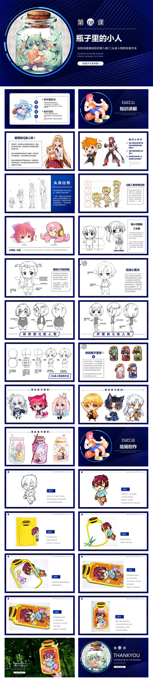 《二头身的画法/少儿动漫第8课:装在瓶子里的小人》漫画/动漫/自动发货：下单后，点击手机短信中收到的链接，即可获取文件下载的链接；如有任何问题，可添加客服微信hm33268获得帮助。 商品图1