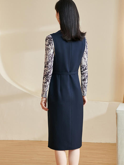 剩S/L 米思阳2024秋季新款通勤气质时尚套装撞色印花系带裙子两件套2809 商品图4