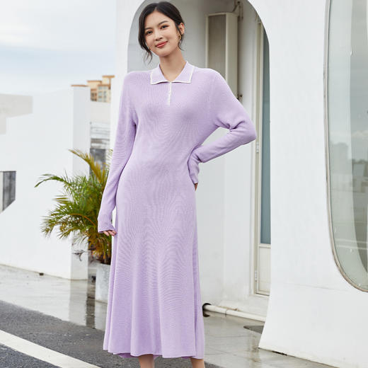 东黎 • 丝绒女士秋冬气质优雅长袖打底连衣裙 3058 商品图0