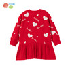 贝贝怡童装秋冬女童针织连衣裙爱心印花裙子宝宝新年公主裙233Q379 商品缩略图6