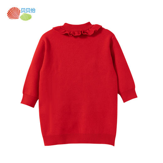 贝贝怡童装秋冬款女童针织连衣裙女宝宝新年装可爱兔子提花裙子233Q378 商品图6