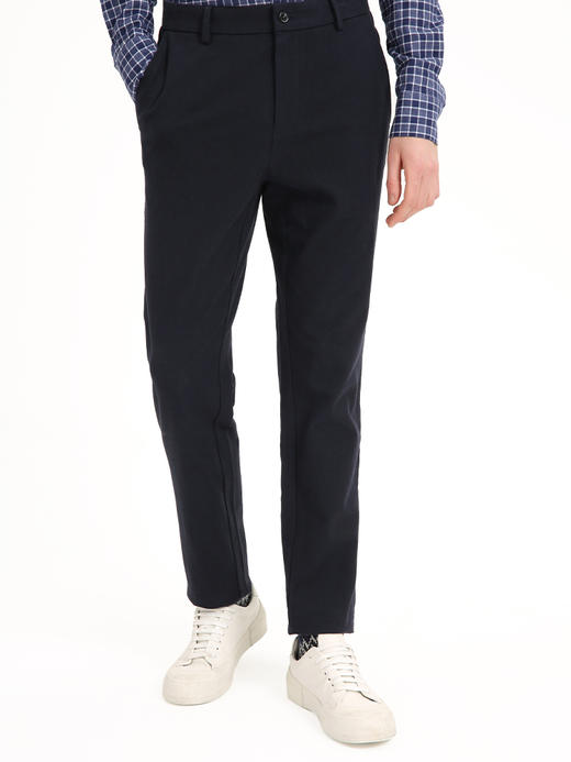 callisto深蓝色棉毛混纺休闲裤 FSCPW111C DB 商品图0