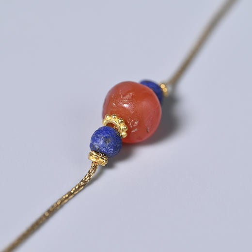 西亚高古爆浆红玛瑙+青金石锁骨链 商品图4