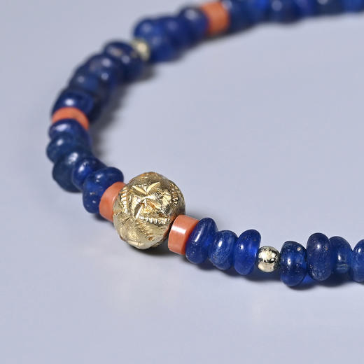 古印度金箔珠+宝石蓝琉璃珠手串 商品图2