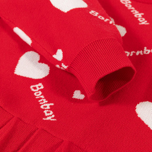 贝贝怡童装秋冬女童针织连衣裙爱心印花裙子宝宝新年公主裙233Q379 商品图7