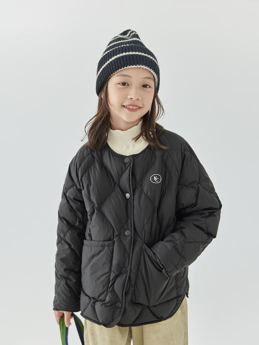 预售12.20发  棵初2023新款云朵感轻暖羽绒服儿童葫芦绗线大口袋日常轻薄外套 商品图3