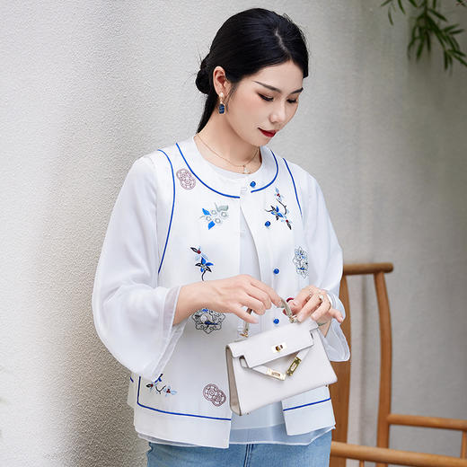 OG9460 新复古民族风上衣中式无袖坎肩国潮刺绣直筒日常百搭马甲外套 商品图1