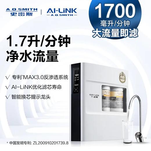 【R1700XF1（WI）】A.O.史密斯AI-LiNK款专利MAX3.0反渗透净水机 商品图0
