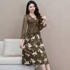 修身时尚，秋款中长款印花假两件连衣裙方领长袖时髦雪纺裙QYM-XQD-53C2316-L 商品缩略图2