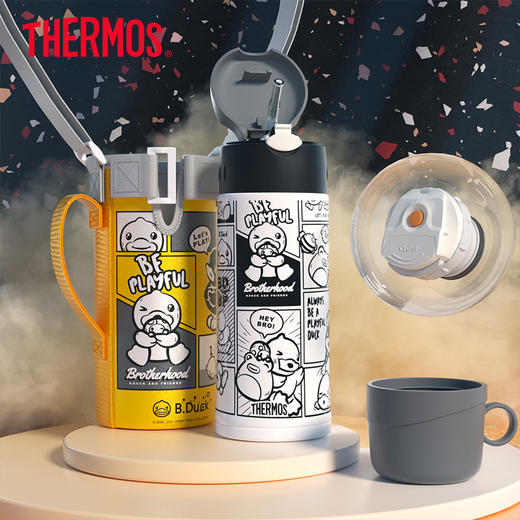 膳魔师THERMOS 儿童保温杯吸管杯直饮两用不锈钢学饮杯大容量水杯 商品图6