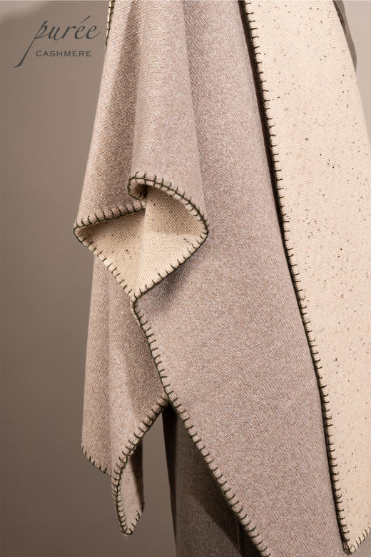 #1965 「WHIP-STITCH DOUBLE THROW」 100% CASHMERE  手工缝边双色羊绒毯 商品图1