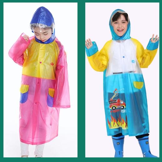 亿美一来儿童雨衣男孩女童加厚带书包位防水小学生幼儿园高弹背包雨衣拼色雨披水衣Y078一件 商品图0