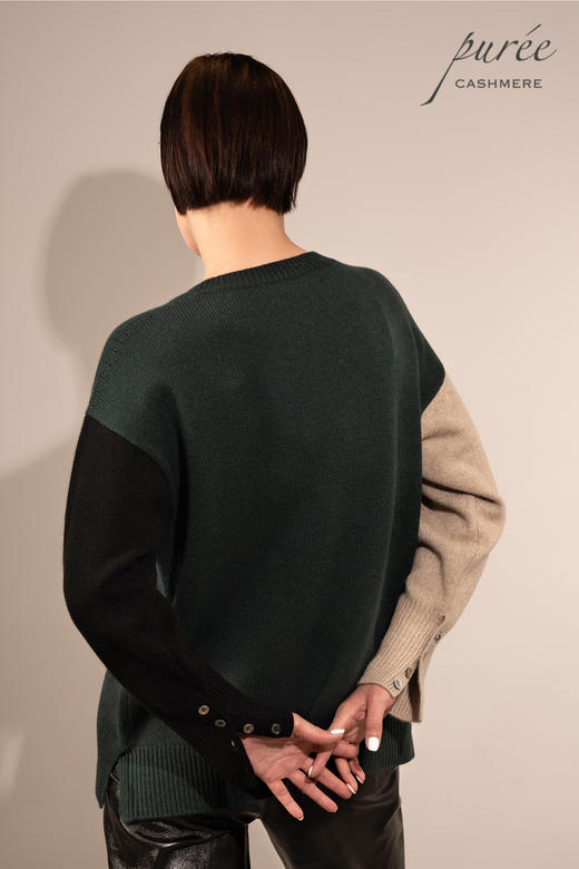#1966「COLOR BLOCK CREWNECK」100% CASHMERE 三色圆领套头毛衣 商品图3