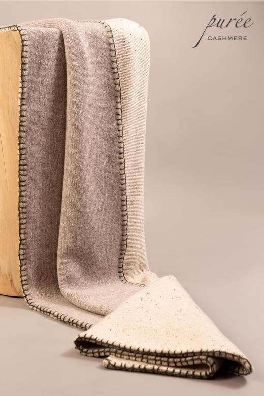 #1965 「WHIP-STITCH DOUBLE THROW」 100% CASHMERE  手工缝边双色羊绒毯 商品图3