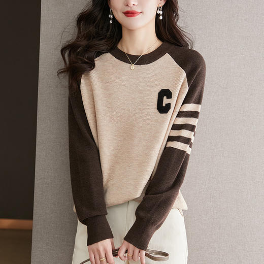 秋装新款，休闲秋季针织衫女长袖上衣宽松外穿毛衣春秋打底衫CC-66-5083 商品图1