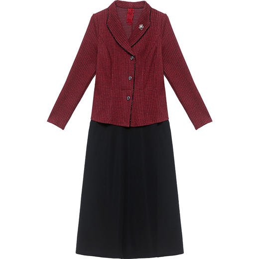 QYM H1323-Y连衣裙假两件拼结裙时尚气质A字裙 商品图4