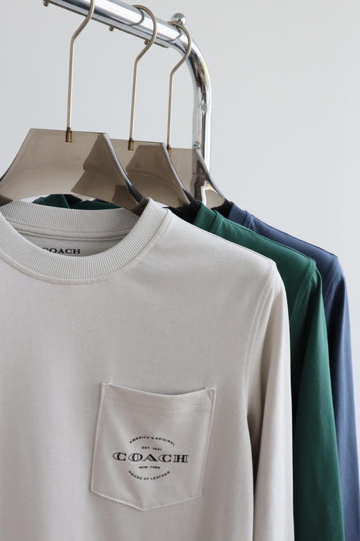 C0@CH 小扣 匹马棉口袋长袖体恤 CX130 商品图1