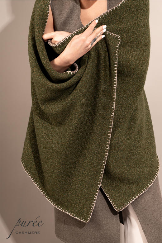 #1965 「WHIP-STITCH DOUBLE THROW」 100% CASHMERE  手工缝边双色羊绒毯 商品图1