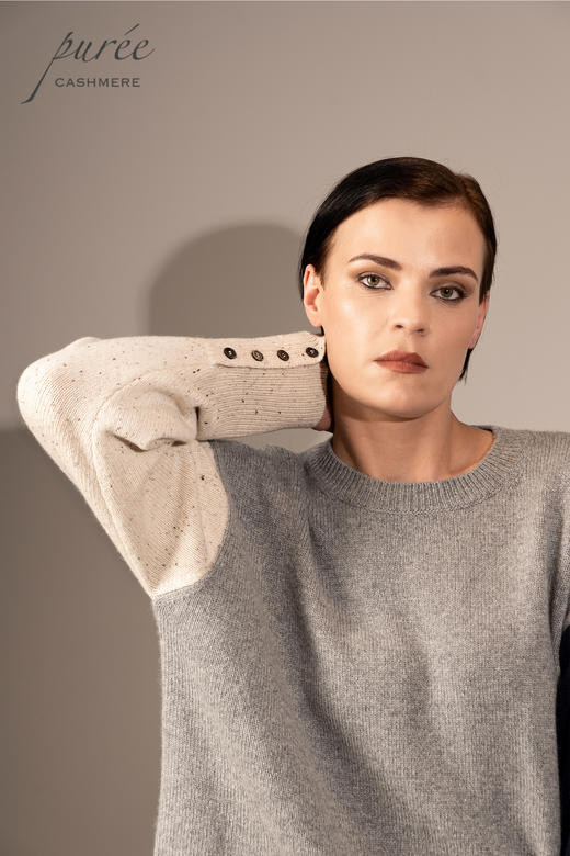 #1966「COLOR BLOCK CREWNECK」100% CASHMERE 三色圆领套头毛衣 商品图4