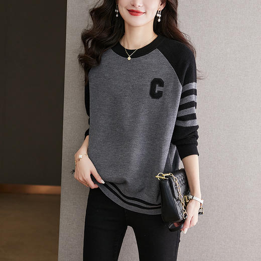 秋装新款，休闲秋季针织衫女长袖上衣宽松外穿毛衣春秋打底衫CC-66-5083 商品图3