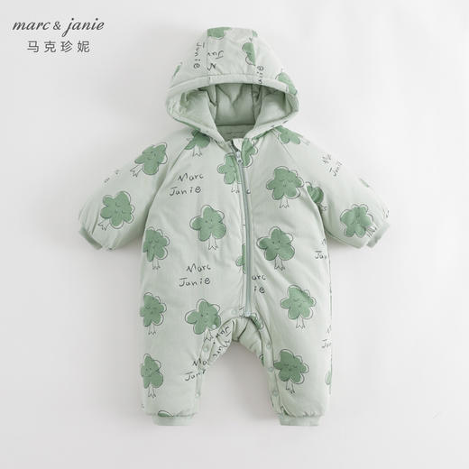 【杜邦棉】马克珍妮男女宝宝夹棉保暖连帽连体衣婴儿爬服冬231265 商品图3