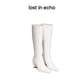 lost in echo设计师品牌尖头几何沿条修身长靴小众