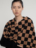 322工房羊毛混纺棋盘格针织围巾女新款冬季加厚百搭黑白格子披肩 商品缩略图3