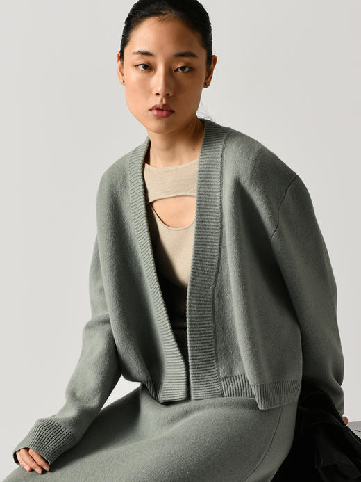 322工房针织西装羊绒混纺开衫长袖纯色秋冬宽松加厚毛衣外套A942 商品图0