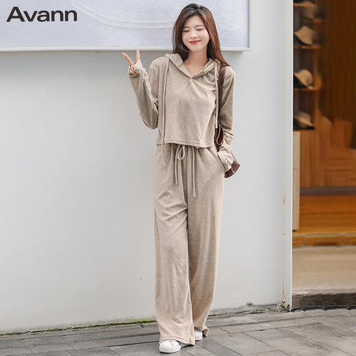 Avann慵懒风软糯阔腿裤 仿羊绒阔腿裤8096 商品图3
