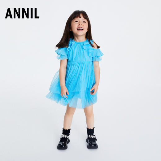 女童礼服裙网纱新款女宝宝生日公主裙主持表演出服安奈儿童装TG323093 商品图1