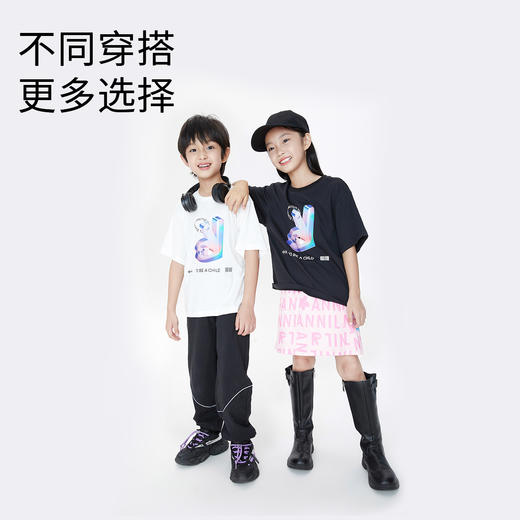 【清仓】【实体店同款】男女童圆领短袖T恤夏新款亲子装透气安奈儿童装AM311547 商品图4