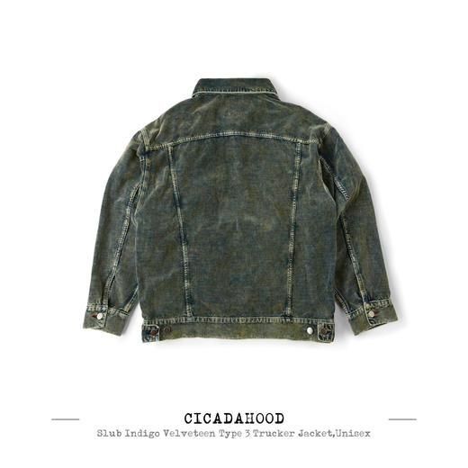 Cicadahood靛蓝纯棉平绒Type 3 Trucker Jacket卡车司机夹克 重工炒洗复古喷料 无性别 商品图2