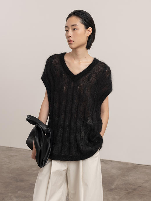 322工房KING马海毛无袖大廓形包臀马甲2023秋冬百搭针织背心B123 商品图3