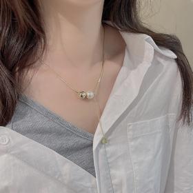 Oflye潮流饰品 轻奢气质珍珠字母D吊坠小众高级感时尚颈链