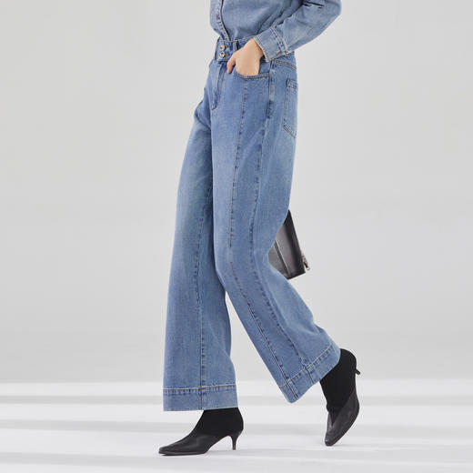 谜底牛仔裤长裤女2023秋款复古时髦高腰丹宁牛仔直筒裤239MK7405 商品图1